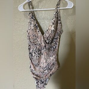 Calvin Klein Snakeskin Print One-Piece Swimsuit womens 14